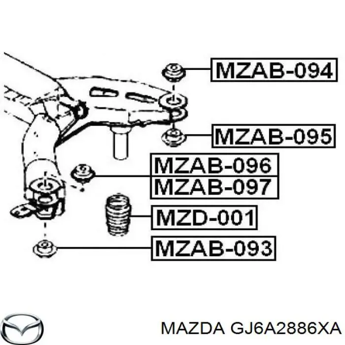 GJ6A2886XA Mazda сайлентблок задней балки (подрамника)