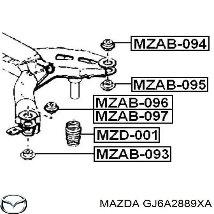 Купить GJ6A2889XA Mazda Сайлентблок задней балки