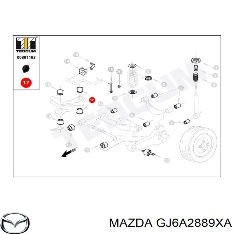 GJ6A2889XA Mazda сайлентблок задней балки (подрамника)