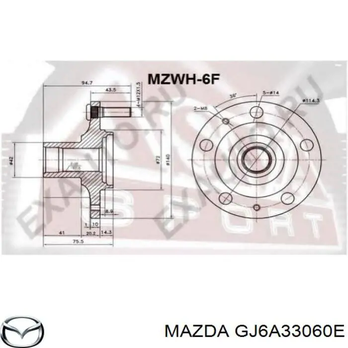 Ступицы передних колес Mazda GJ6A33060E цена, от 15.29 USD