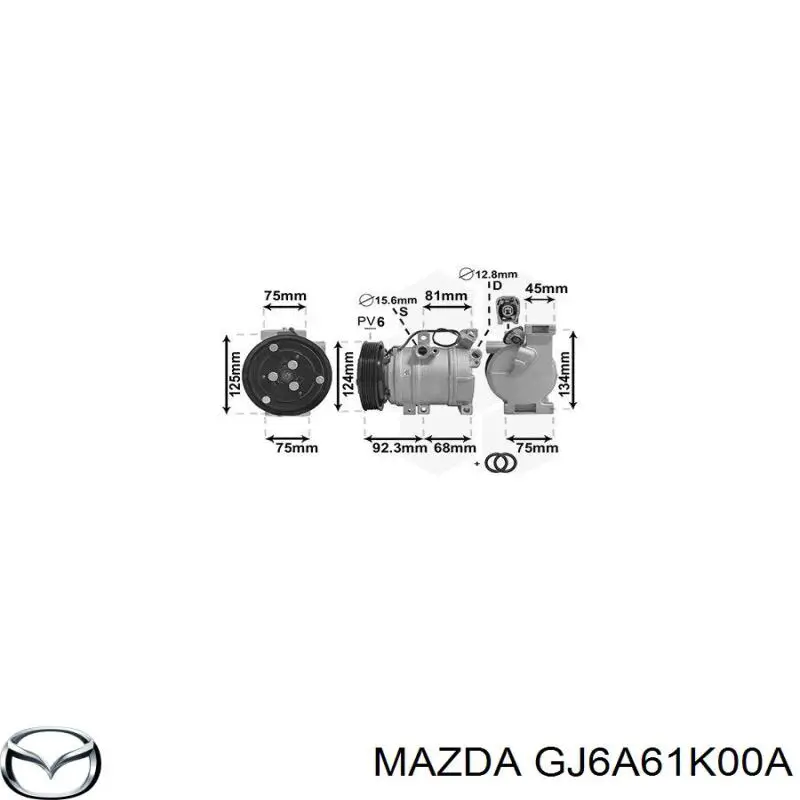 Компрессор системы кондиционирования Mazda GJ6A61K00A цена, от 101.58 USD