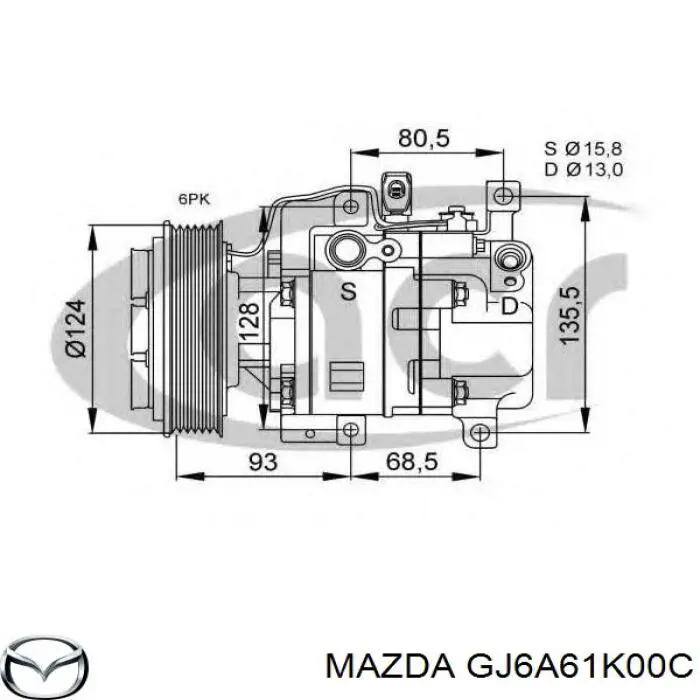 Купить GJ6A61K00C Mazda Компрессор климатической установки