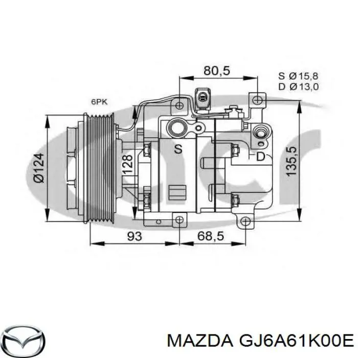 Компрессор системы кондиционирования Mazda GJ6A61K00E цена, от 101.58 USD