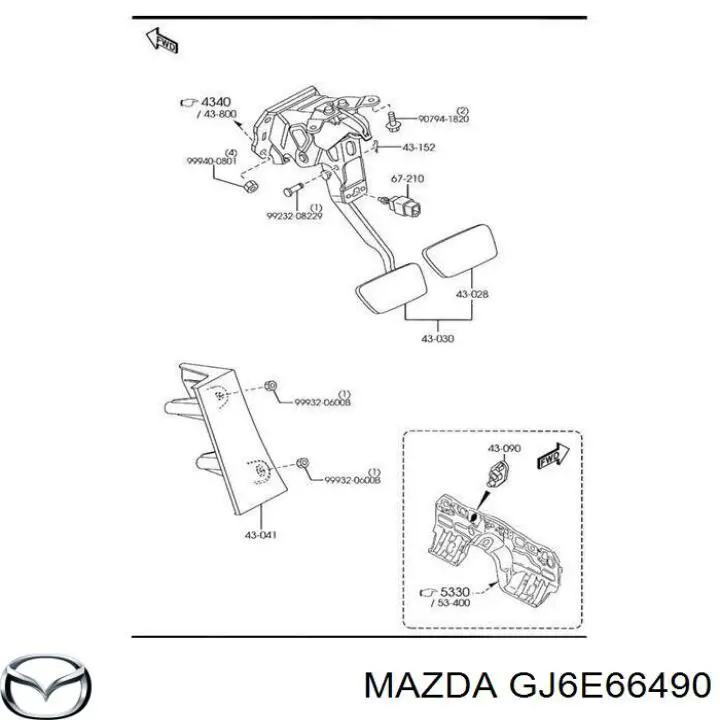 GJ6E66490 Mazda sensor de ativação do sinal de parada