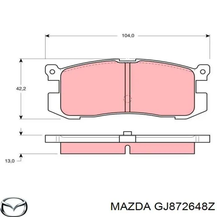 GJ872648Z Mazda колодки тормозные задние дисковые