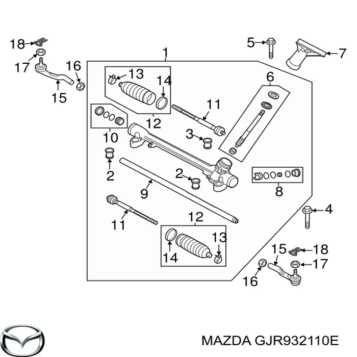 GHT232110B Mazda cremalheira da direção