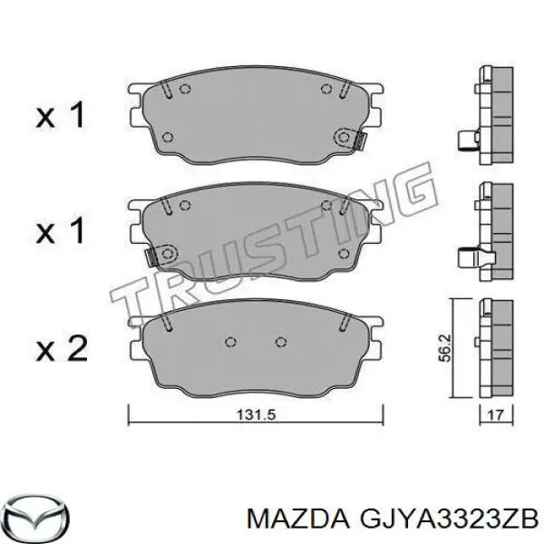 GJYA3323ZB Mazda колодки тормозные передние дисковые