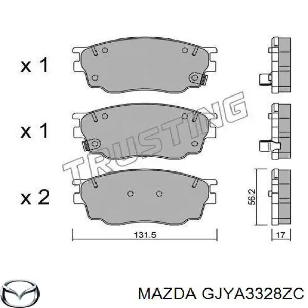 Передние тормозные колодки GJYA3328ZC Mazda