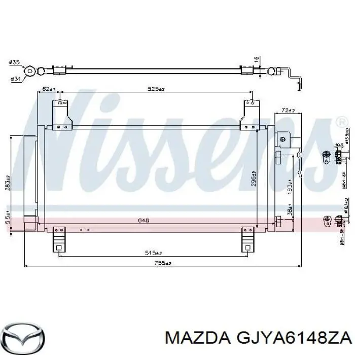 GJYA6148ZA Mazda радиатор кондиционера