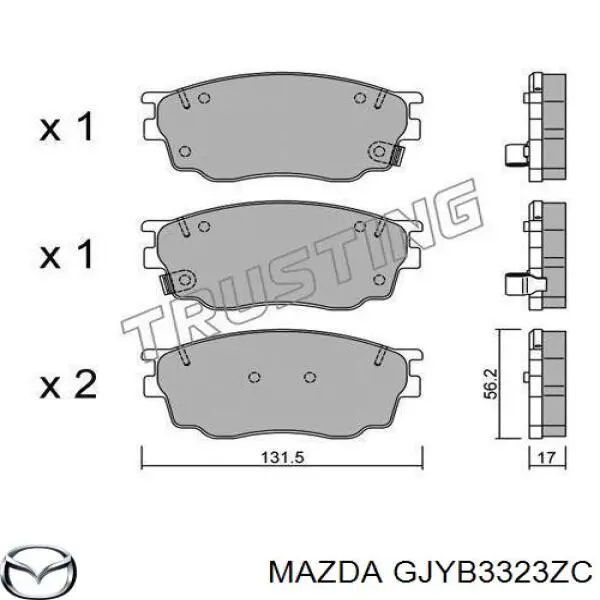 GJYB3323ZC Mazda колодки тормозные передние дисковые