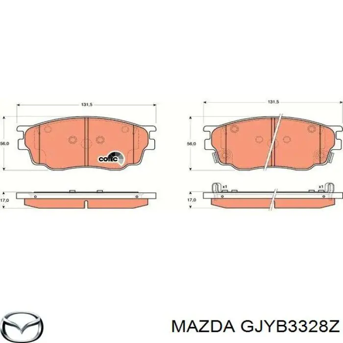 Передние тормозные колодки GJYB3328Z Mazda