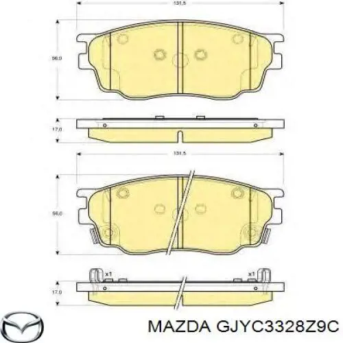 Передние тормозные колодки GJYC3328Z9C Mazda