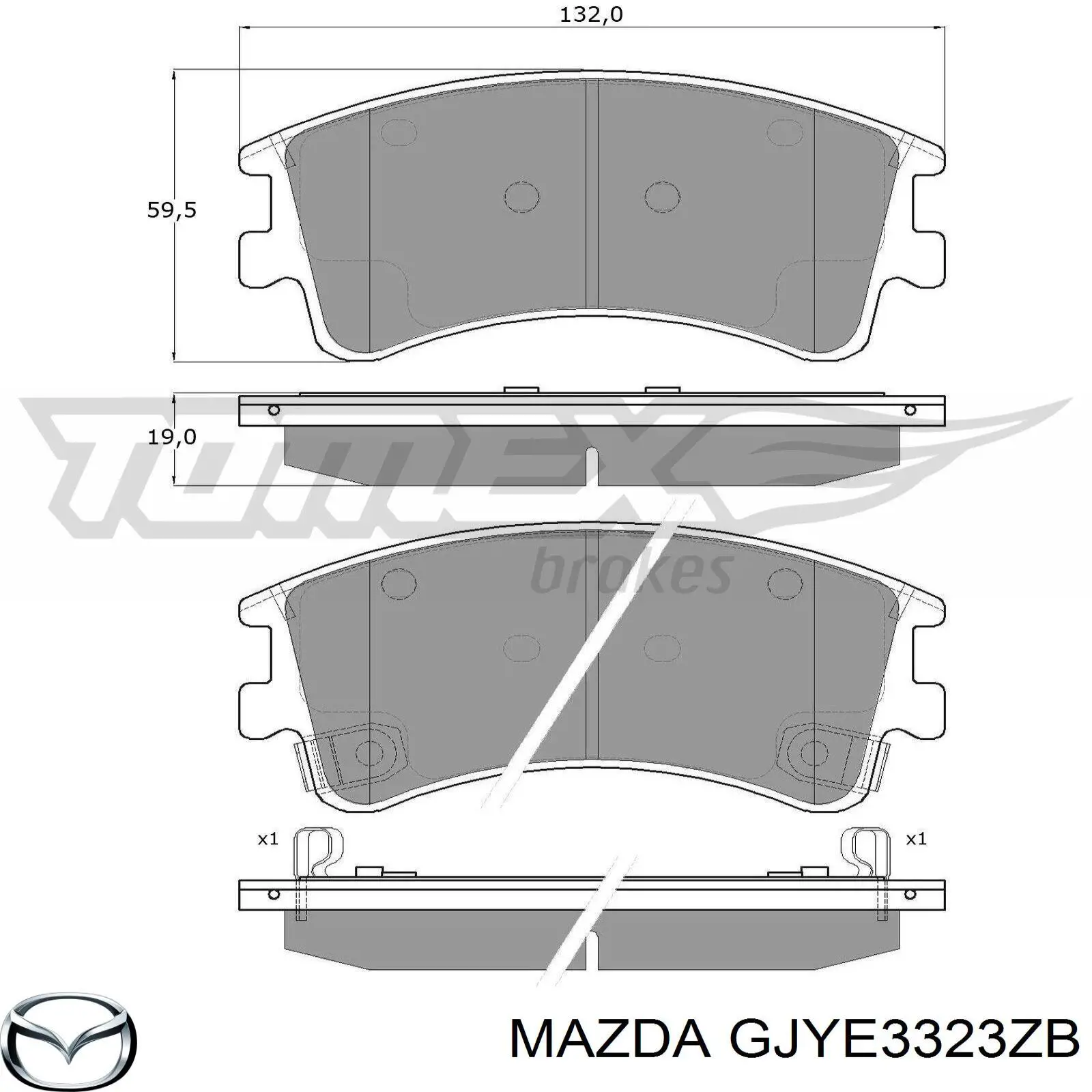 Передние тормозные колодки GJYE3323ZB Mazda