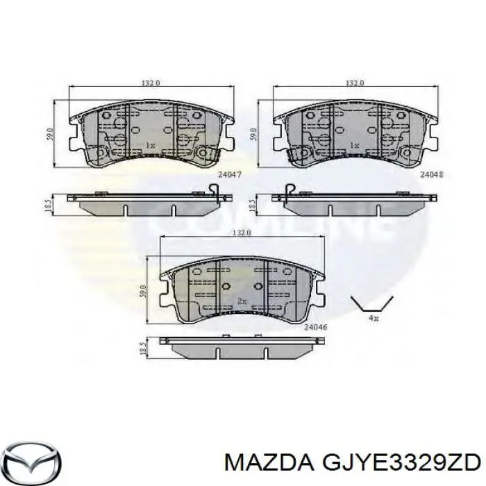 GJYE3329ZD Mazda колодки тормозные передние дисковые
