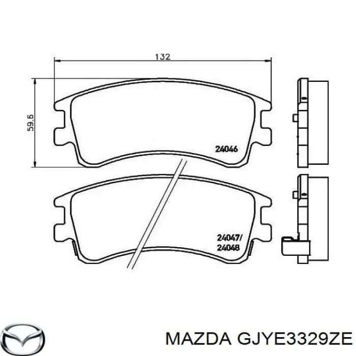Передние тормозные колодки GJYE3329ZE Mazda