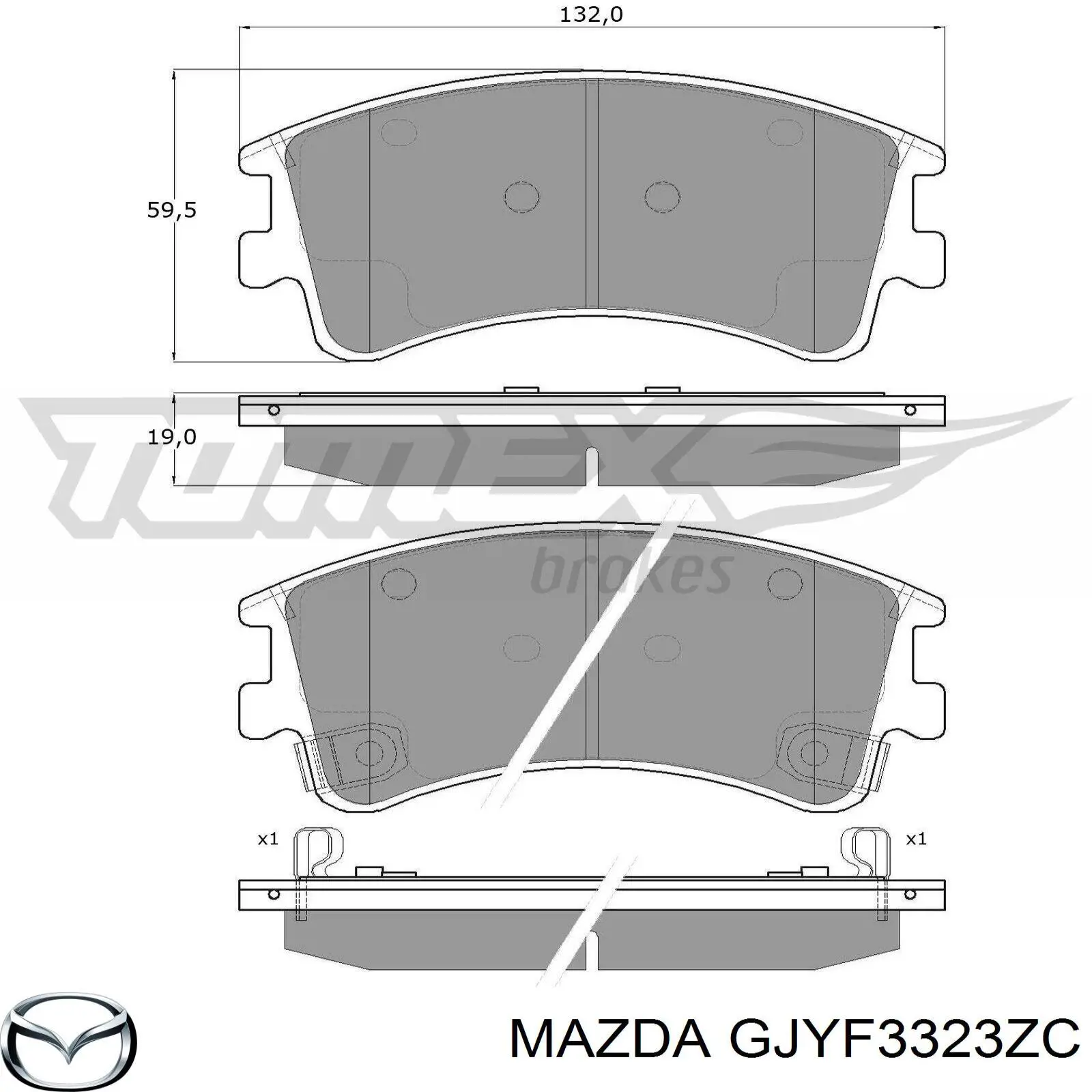 Передние тормозные колодки GJYF3323ZC Mazda