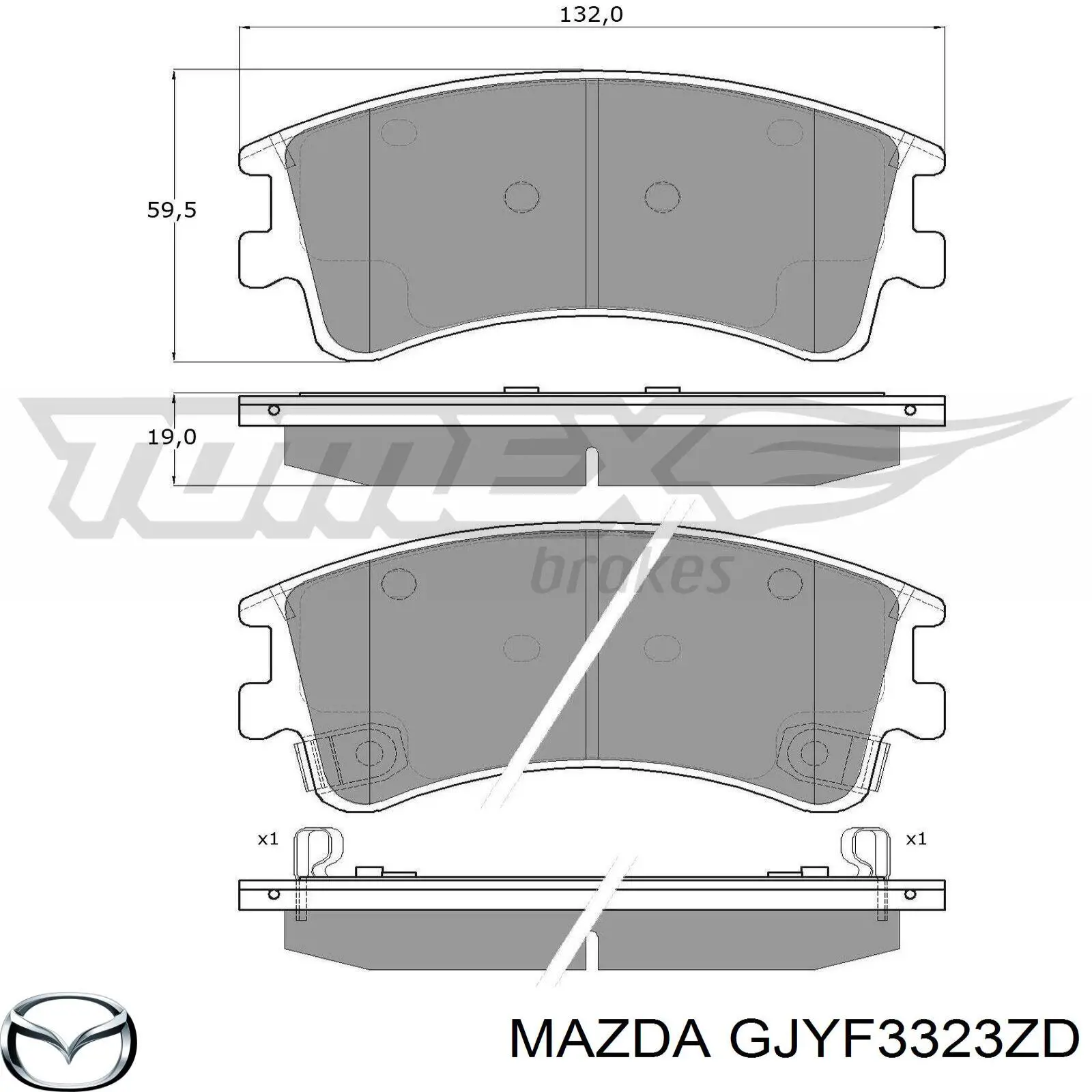 Передние тормозные колодки GJYF3323ZD Mazda