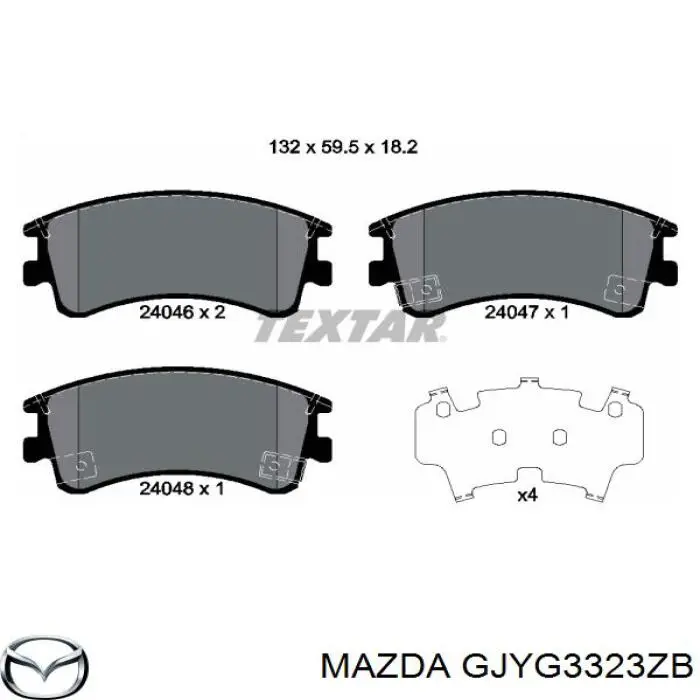 GJYG3323ZB Mazda колодки тормозные передние дисковые