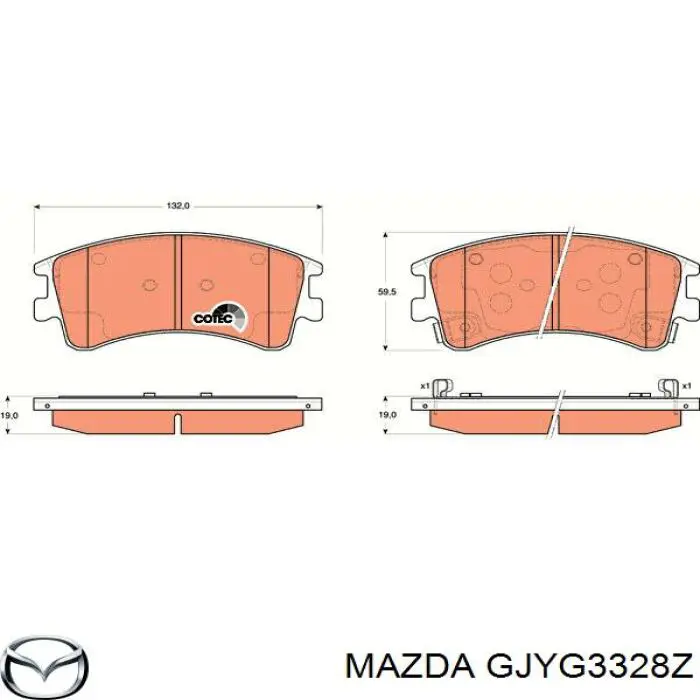 GJYG3328Z Mazda колодки тормозные передние дисковые
