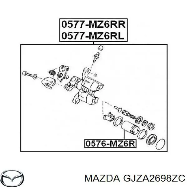 Суппорт тормозной задний правый Mazda GJZA2698ZC
