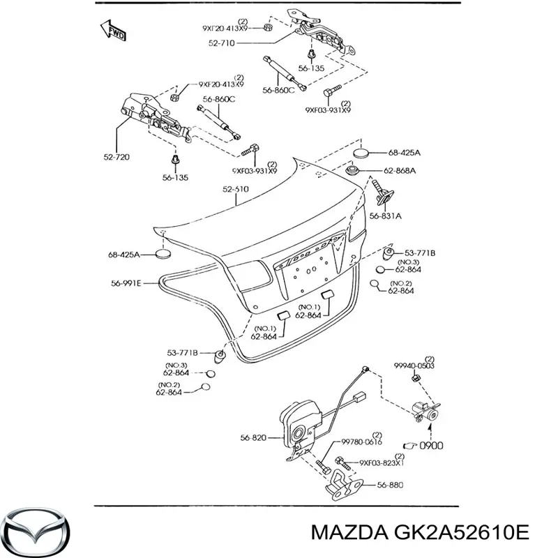 Крышка багажника GK2A52610E Mazda