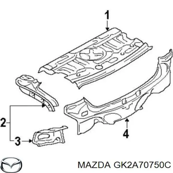 Панель багажного отсека задняя GK2A70750C Mazda