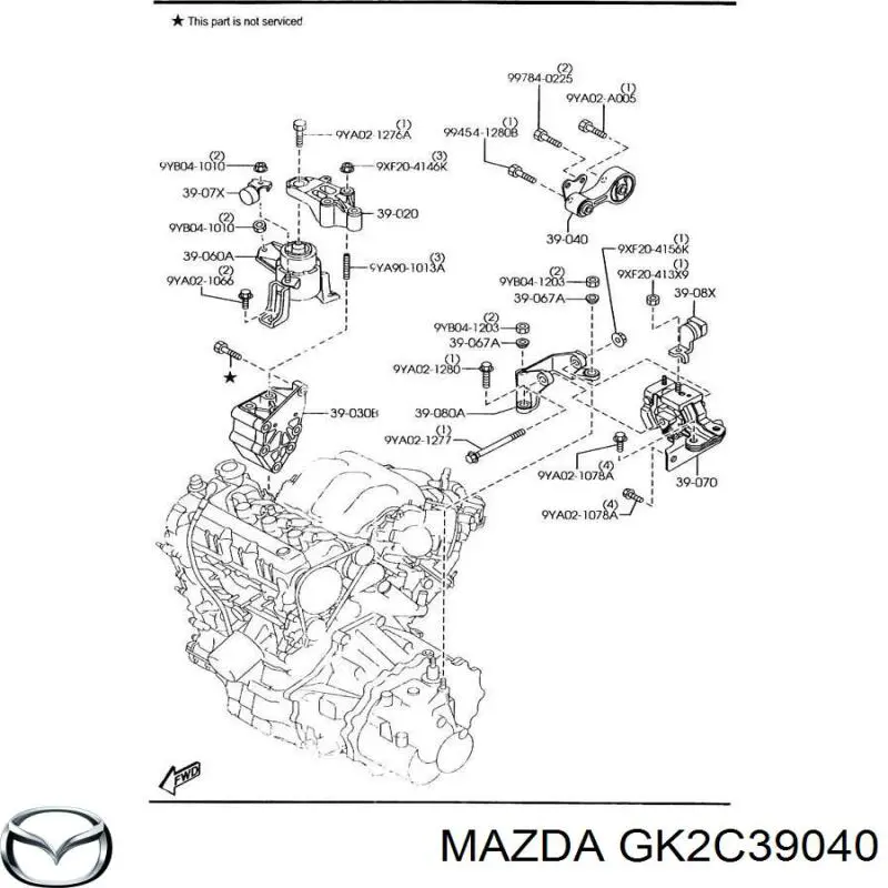 Задняя опора двигателя Mazda GK2C39040 цена, от 24.54 USD