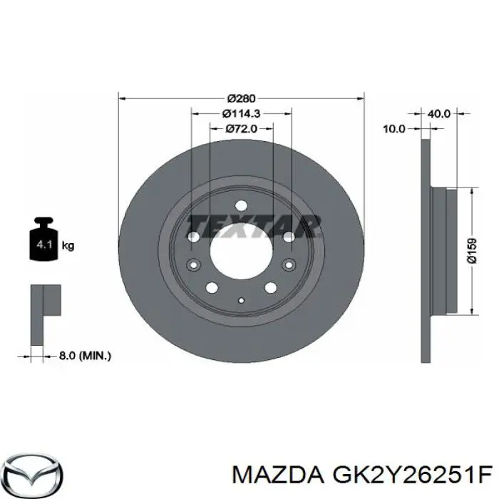GK2Y26251F Mazda диск тормозной задний