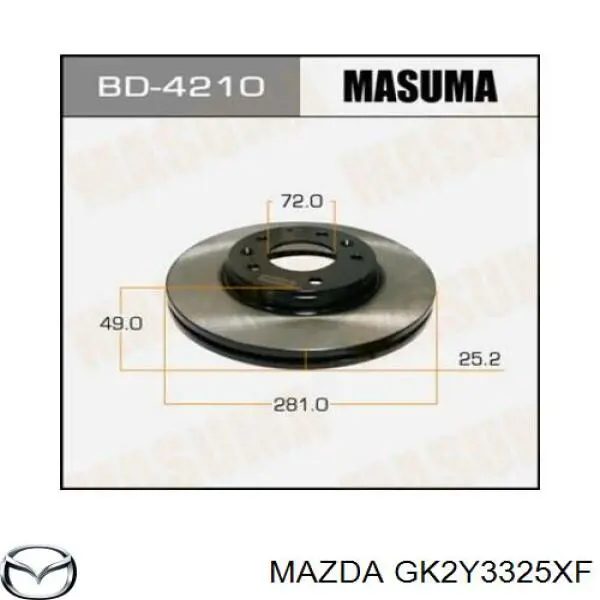 Передние тормозные диски GK2Y3325XF Mazda