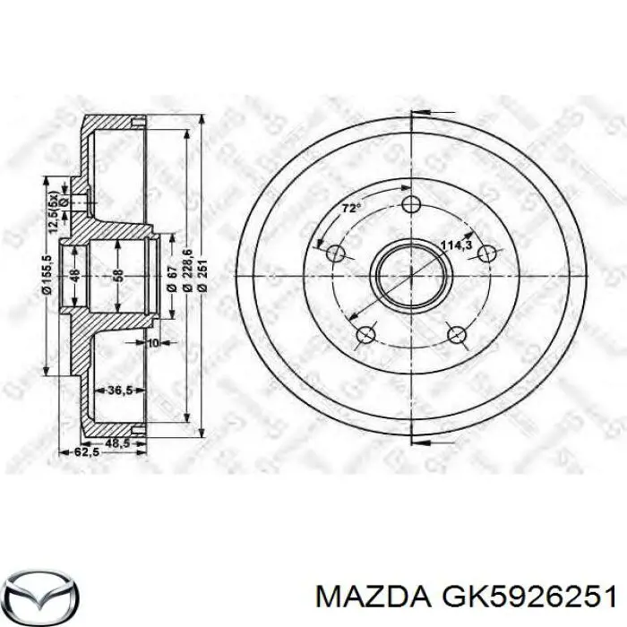 Тормозной барабан GK5926251 Mazda