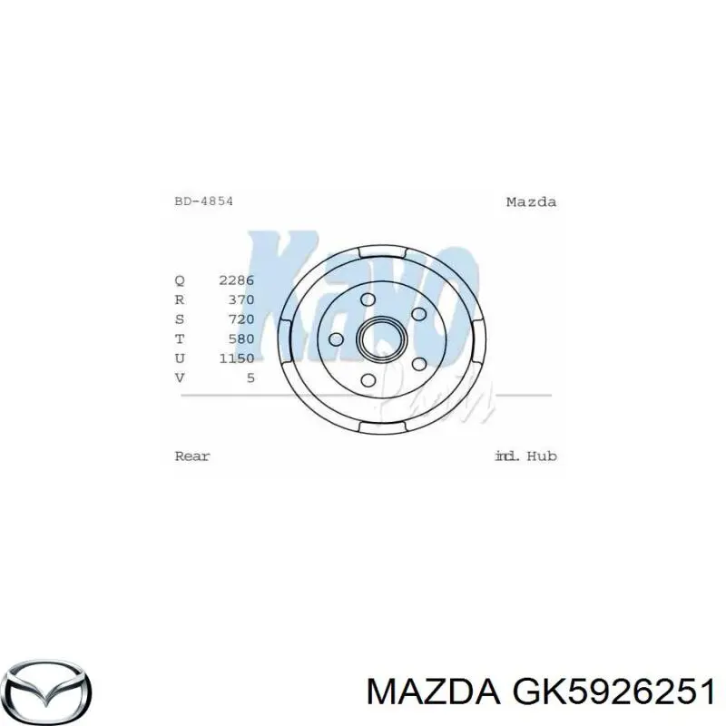 Freno de tambor trasero GK5926251 Mazda