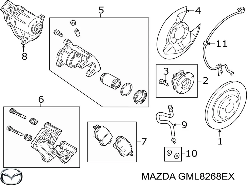 Мотор привода тормозного суппорта заднего MAZDA GML8268EX