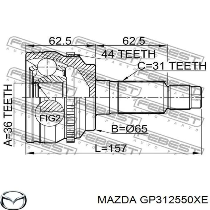 Правая полуось GP312550XE Mazda