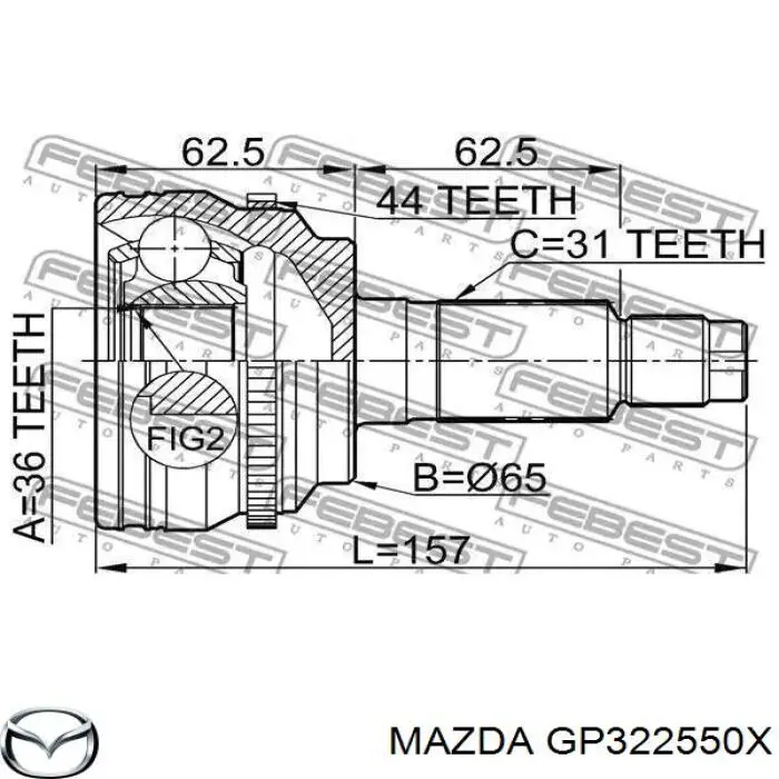 GP322550X Mazda Полуось передняя, правая