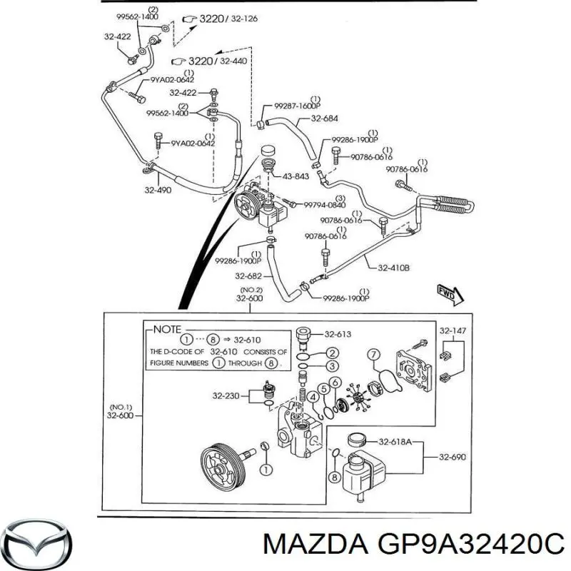 GP9A32420C Mazda Патрубок ГУР высокого давления