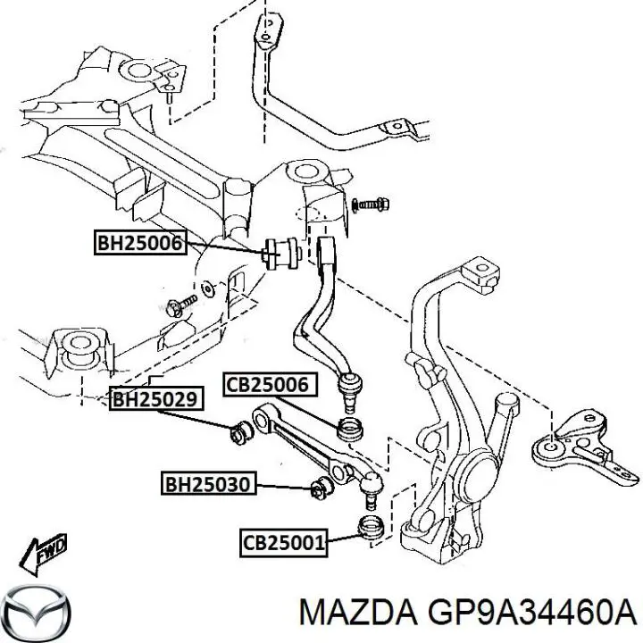Сайлентблок переднего рычага GP9A34460A Mazda