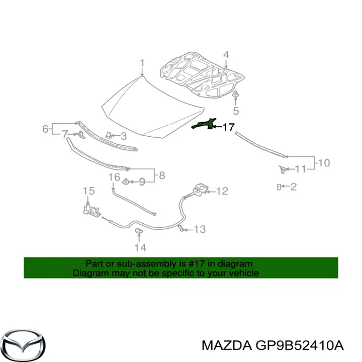GP9B52410A Mazda петля капота правая