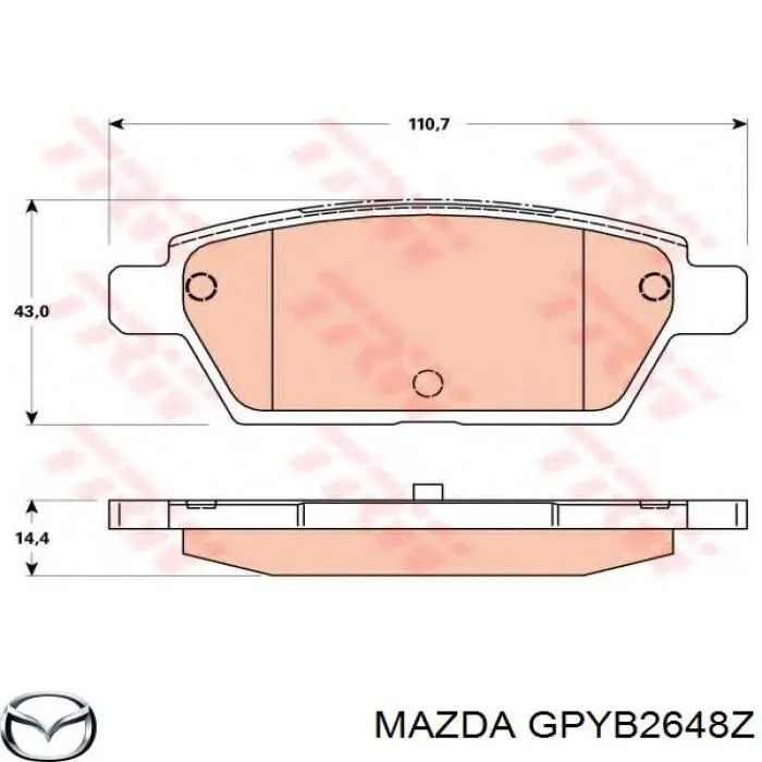 GPYB2648Z Mazda колодки тормозные задние дисковые