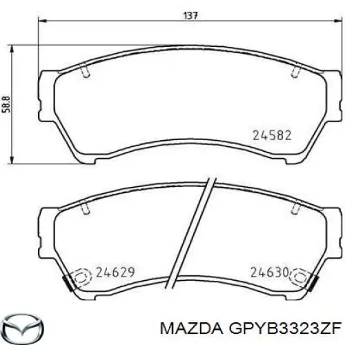 Передние тормозные колодки GPYB3323ZF Mazda