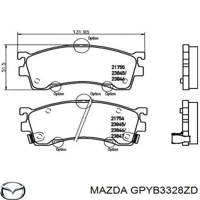 Колодки Mazda GPYB3328ZD цена, от 26.31 USD