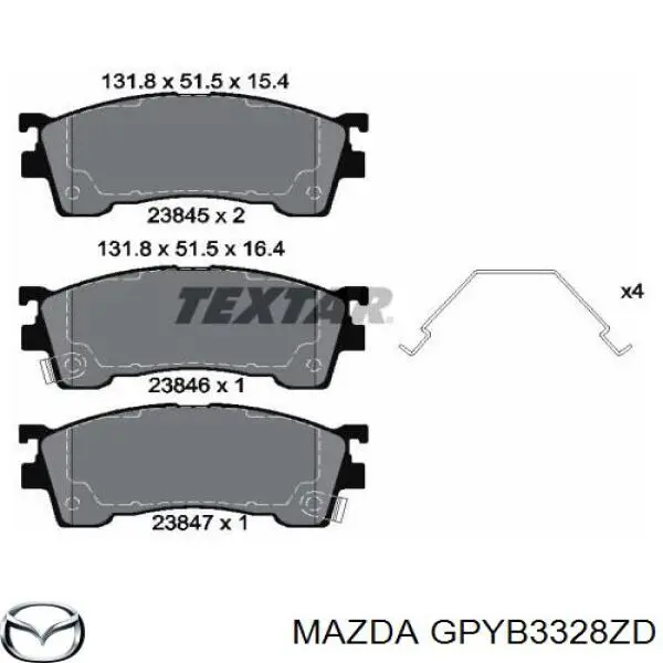 Купить GPYB3328ZD Mazda Колодки тормозные