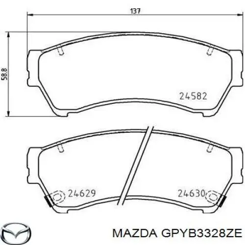 GPYB3328ZE Mazda колодки тормозные передние дисковые