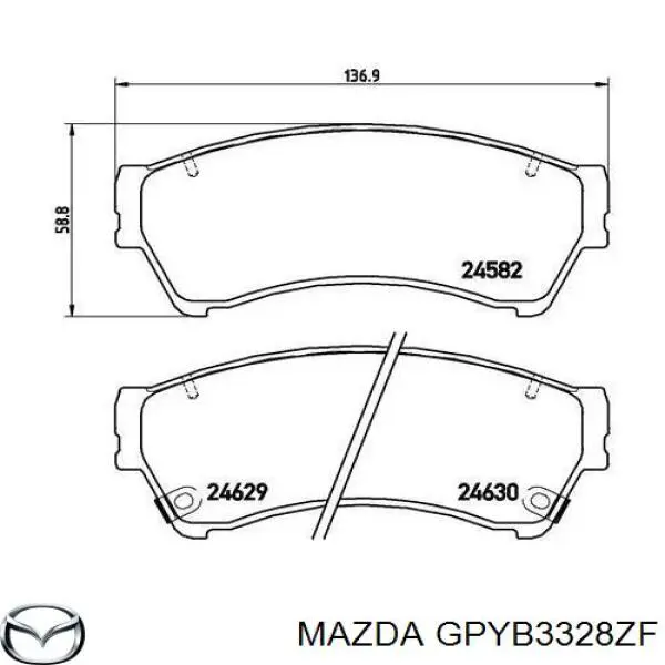 GPYB3328ZF Mazda колодки тормозные передние дисковые