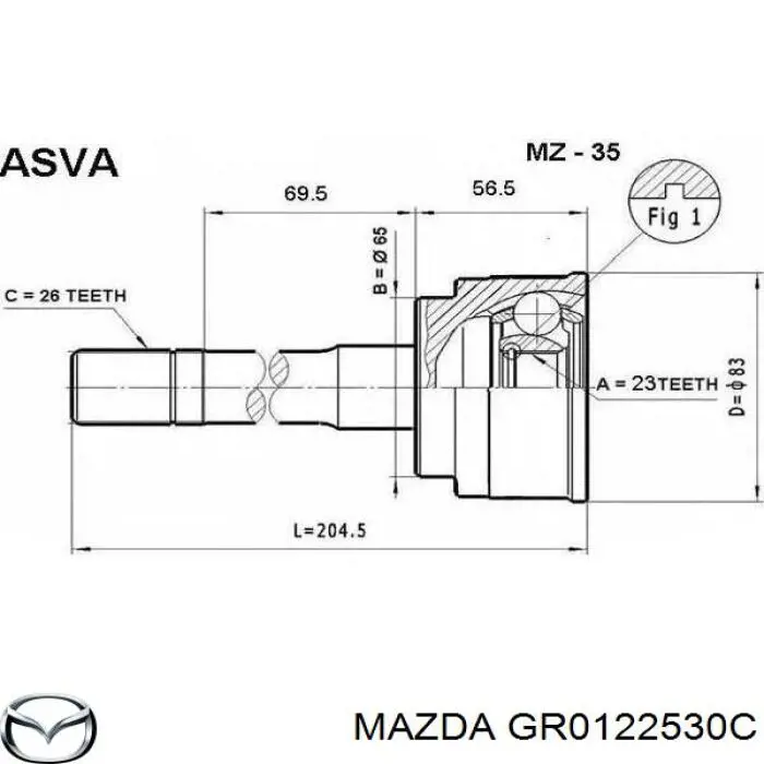 Купить GR0122530C Mazda Пыльник гранаты наружный, передний