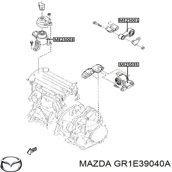 Подушка (опора) двигателя задняя Mazda GR1E39040A