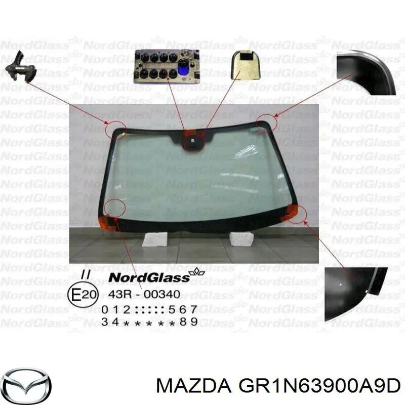 GR1N63900A9D Mazda стекло лобовое