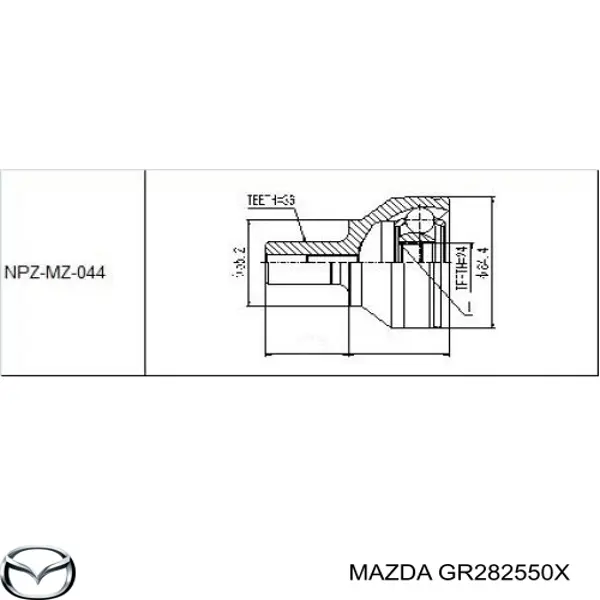 GR282550X Mazda semieixo (acionador dianteiro direito)