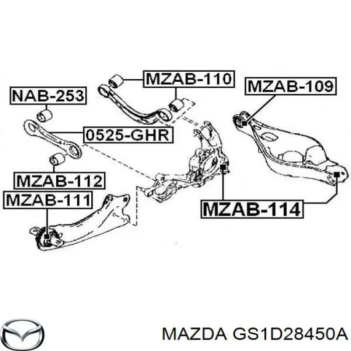 Сайлентблок заднего верхнего рычага Mazda GS1D28450A цена, от 11.20 USD