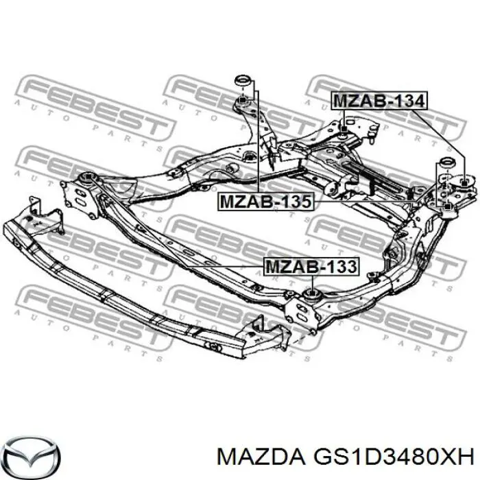 GS1D3480XH Mazda балка передней подвески (подрамник)