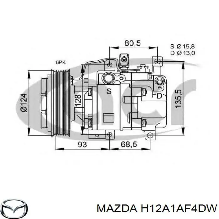 Компресор кондиціонера H12A1AF4DW Mazda